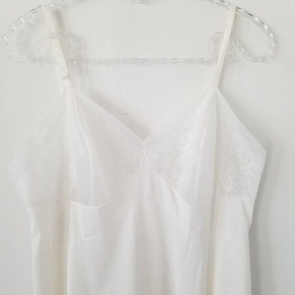 Vanity Fair Womens Vintage Slip Ivory Lace Trim Midi Dress USA Fairy Sz 36 - Picture 3 of 15
